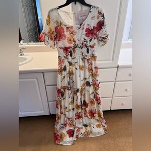 JessaKae Red and Yellow Floral Maxi Dress